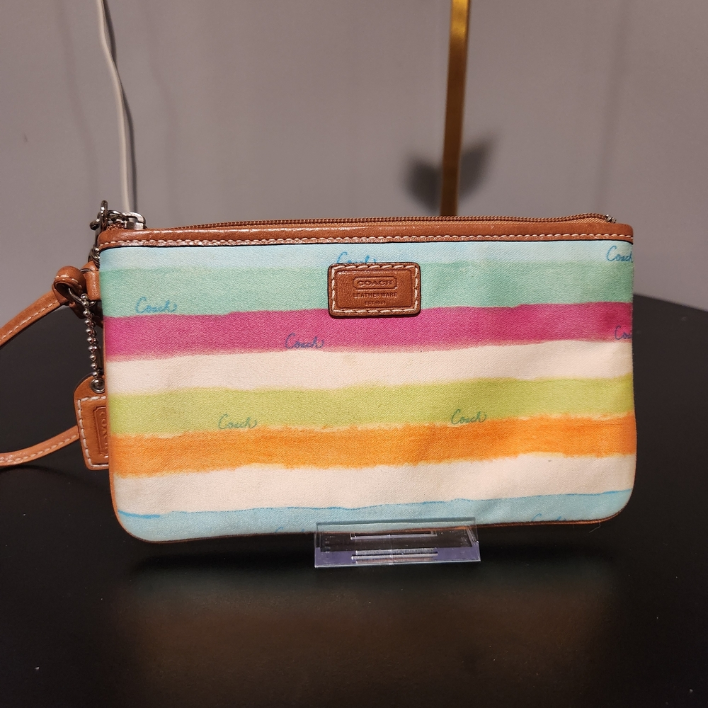 Coach Multicolor Legacy Striped Wristlet